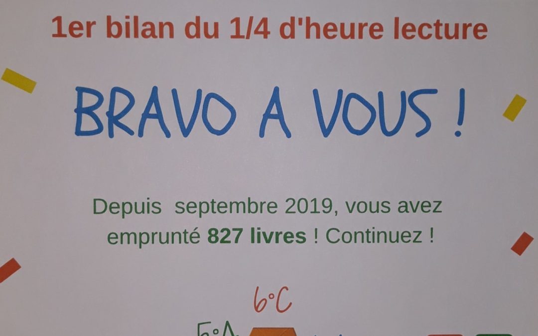 1/4 d’heure lecture : bravo à tous !