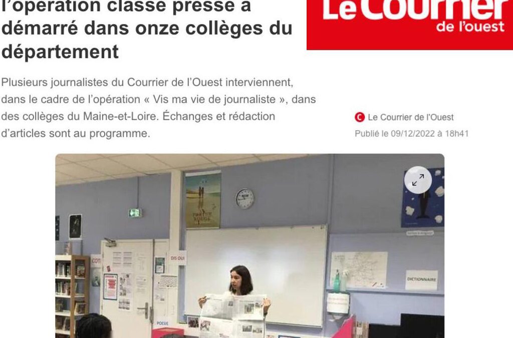 Les 4eA à l’honneur dans le Courrier de l’Ouest pour le lancement de l’opération Vis ma vie de journaliste !